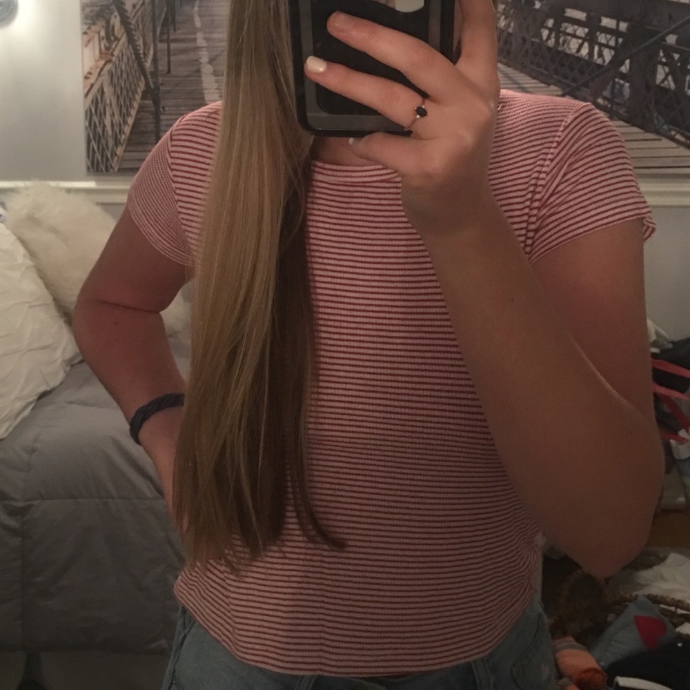 Brandy Melville Red&White Striped Tee